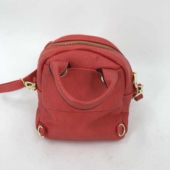 Steve Madden Convertible Gold Studded Red Mini Backpack Shoulder Bag - Picture 9 of 15